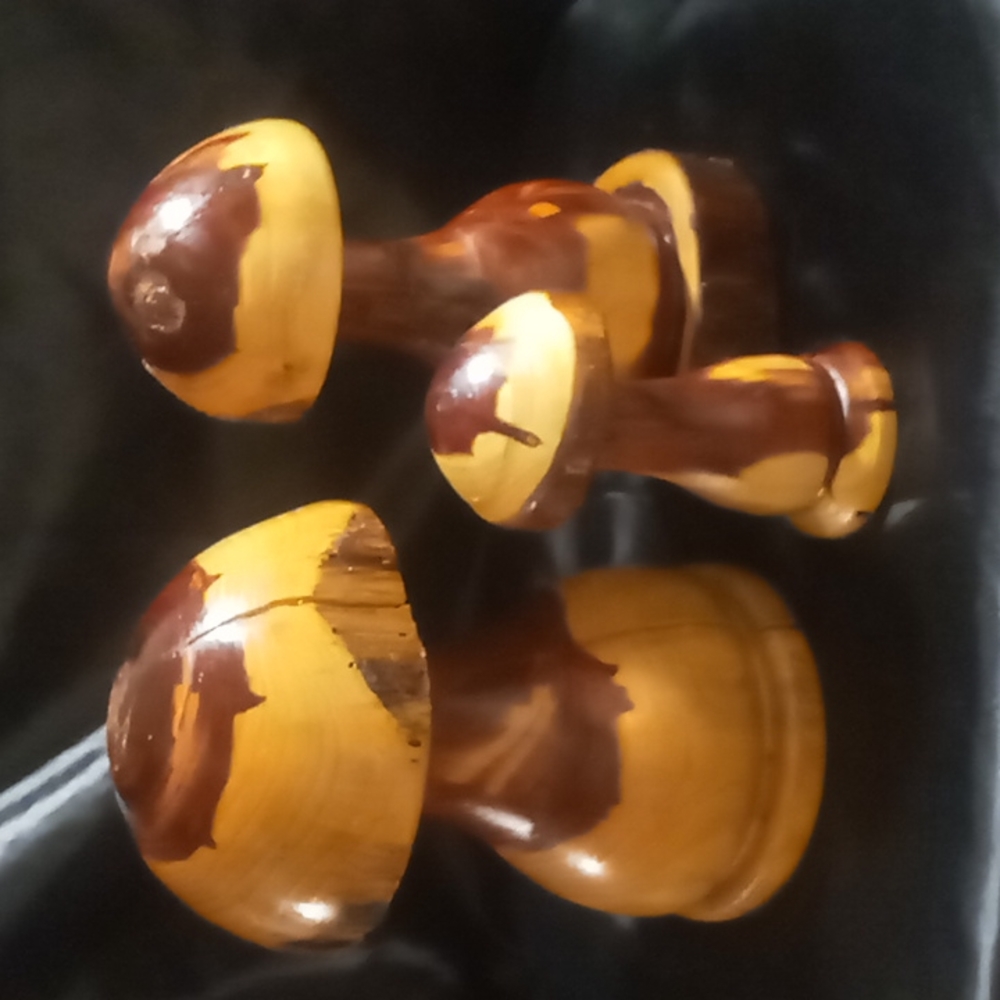 3 Hand turned on the lathe cedar mushrooms by KC WOODCRAFTING.